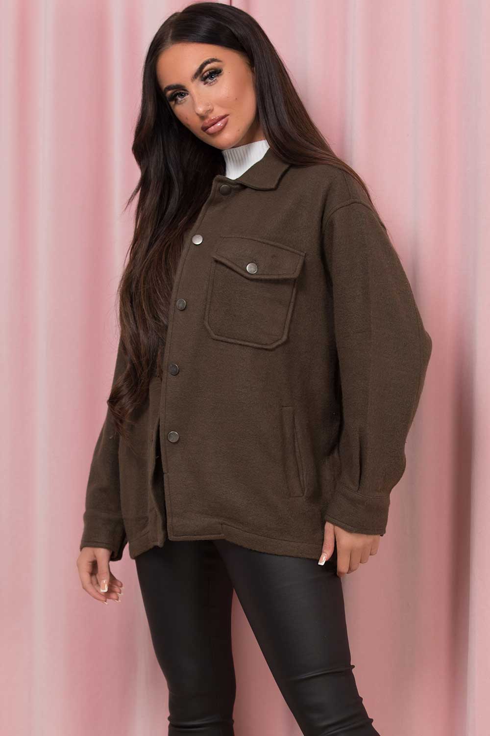 Khaki Shacket Soft Touch