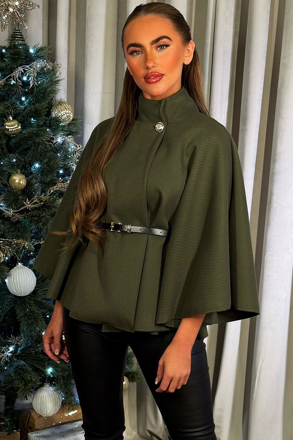 Cape With Belt Khaki