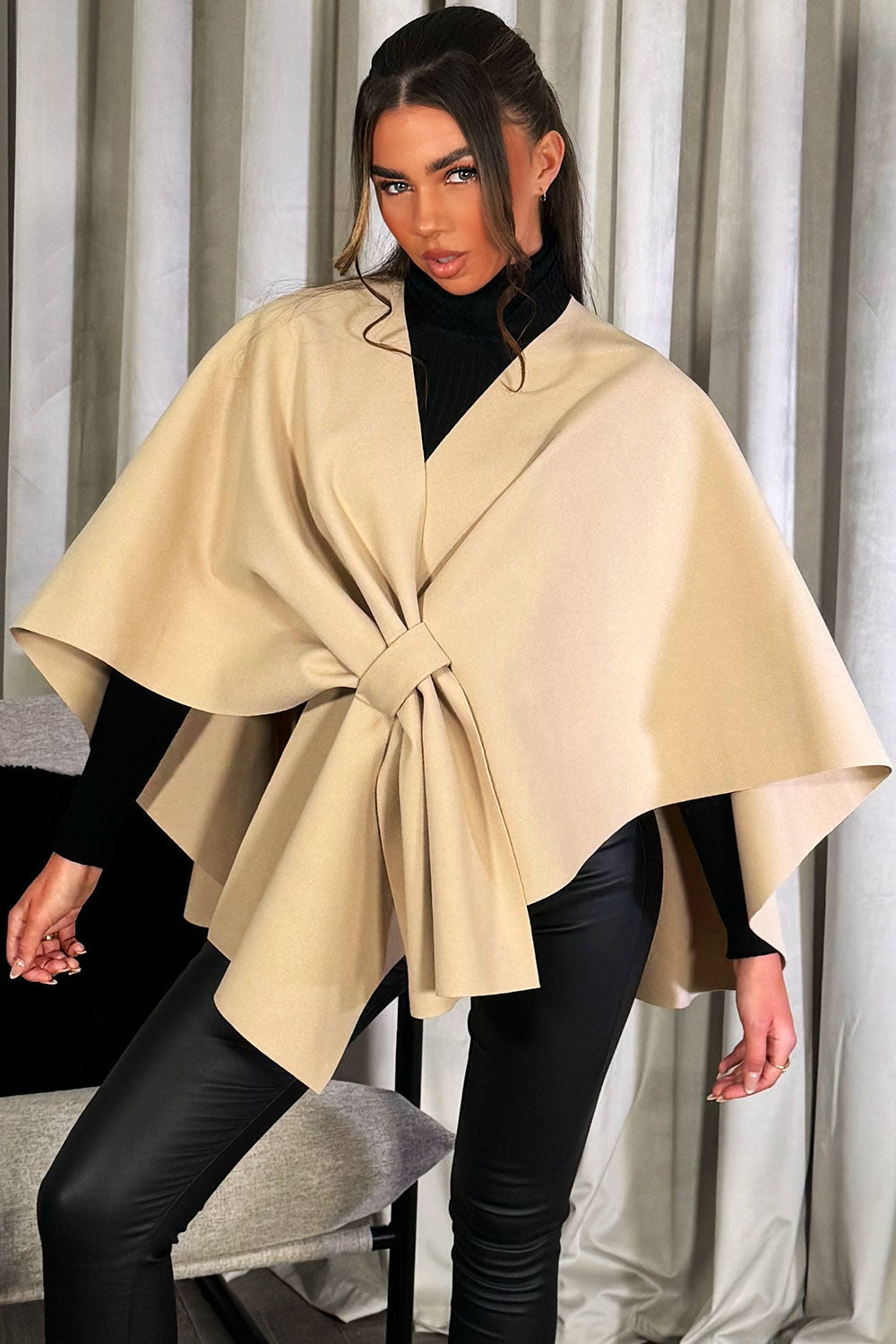 Wrap Over Bow Cape Beige