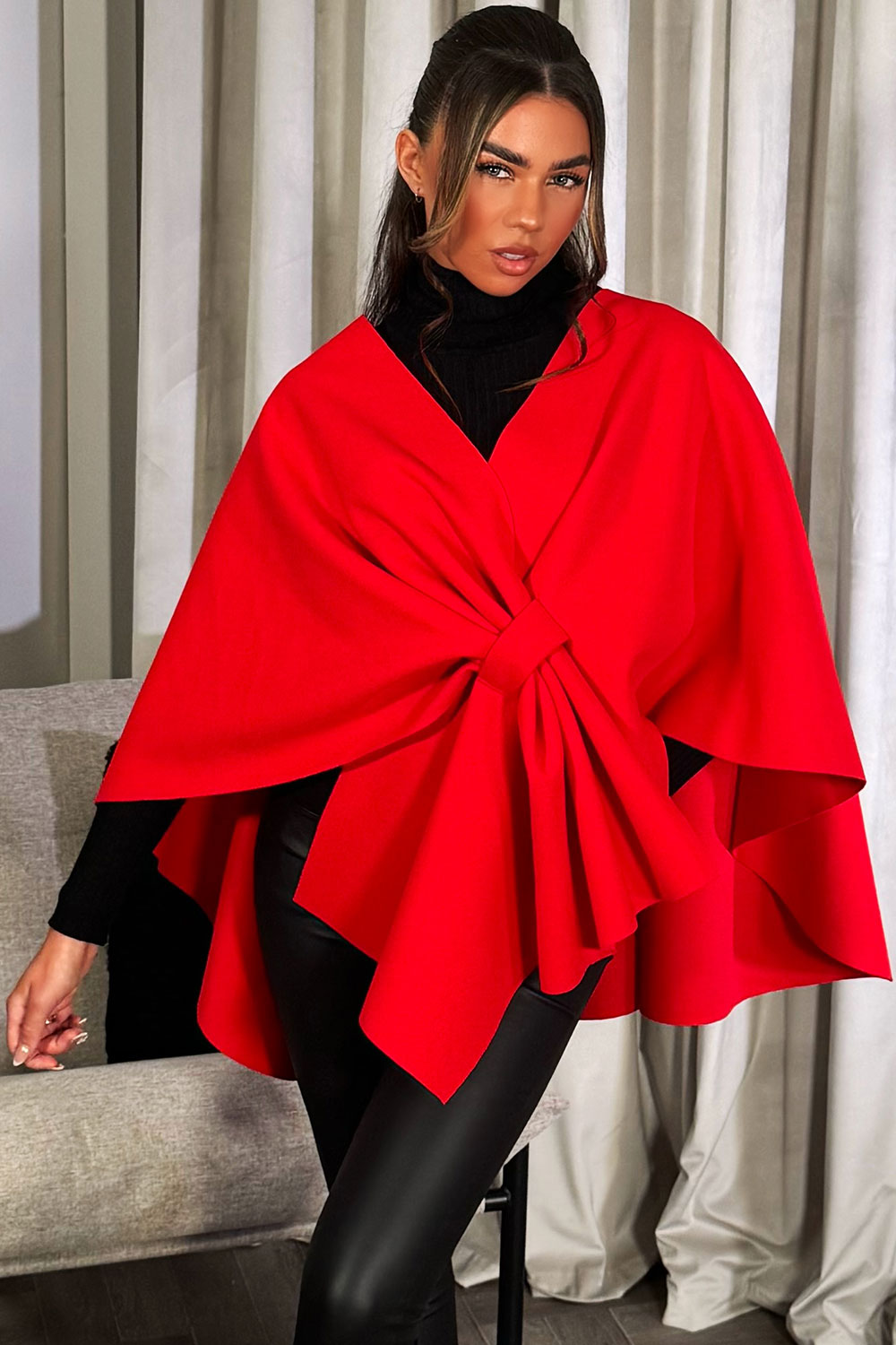 Wrap Over Bow Cape Red