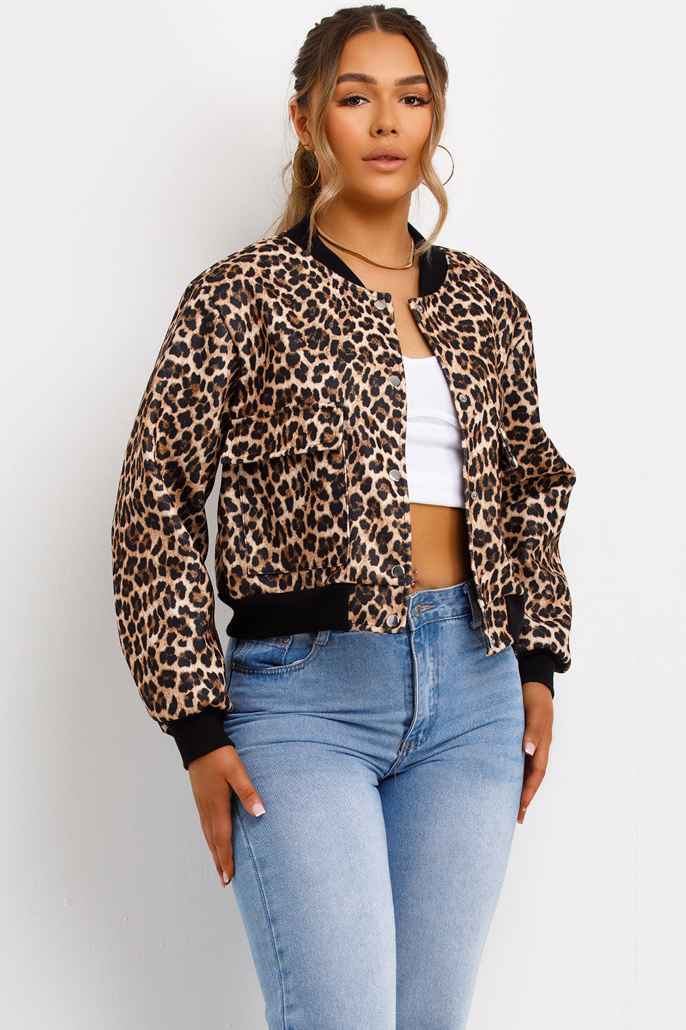 Leopard Print Bomber Jacket