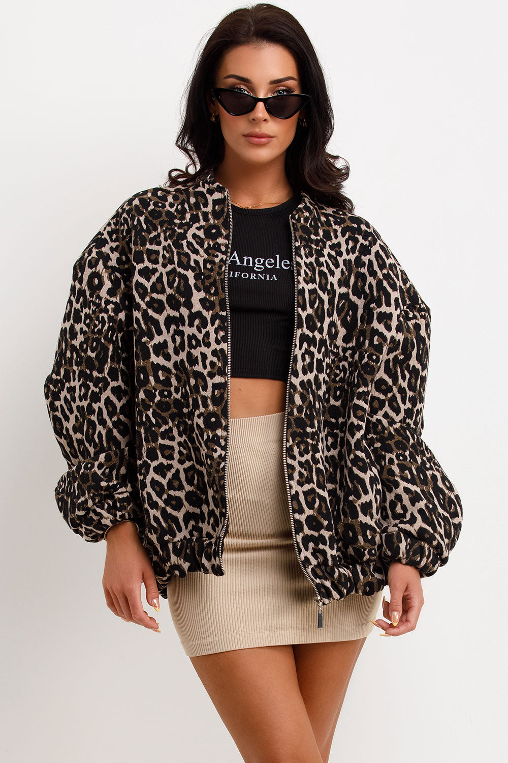 Leopard Print Bomber Jacket