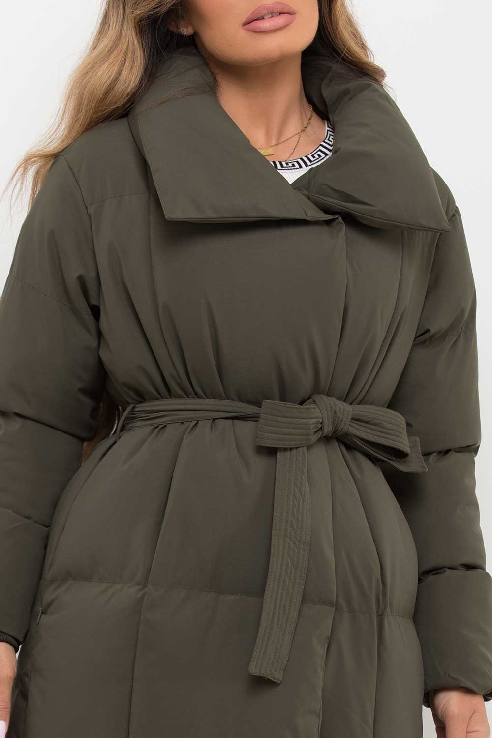 Longline Duvet Puffer Coat Khaki