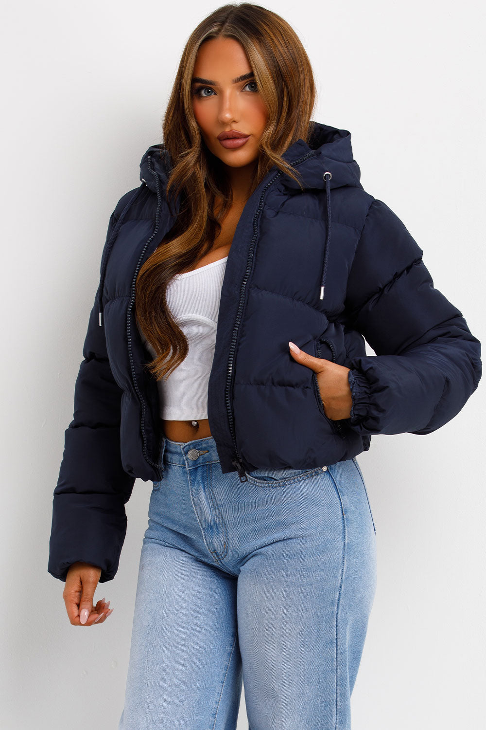 Navy Hooded Puffer Jacket