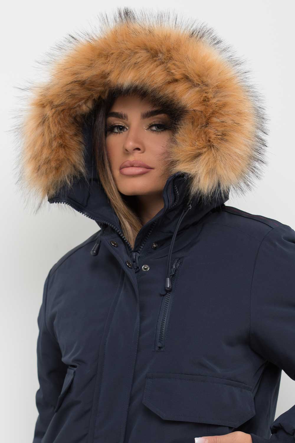 Canada Bomber Jacket With Fur Hood Navy