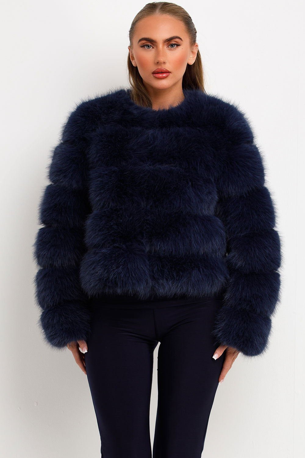 Faux Fur Bubble Coat Navy