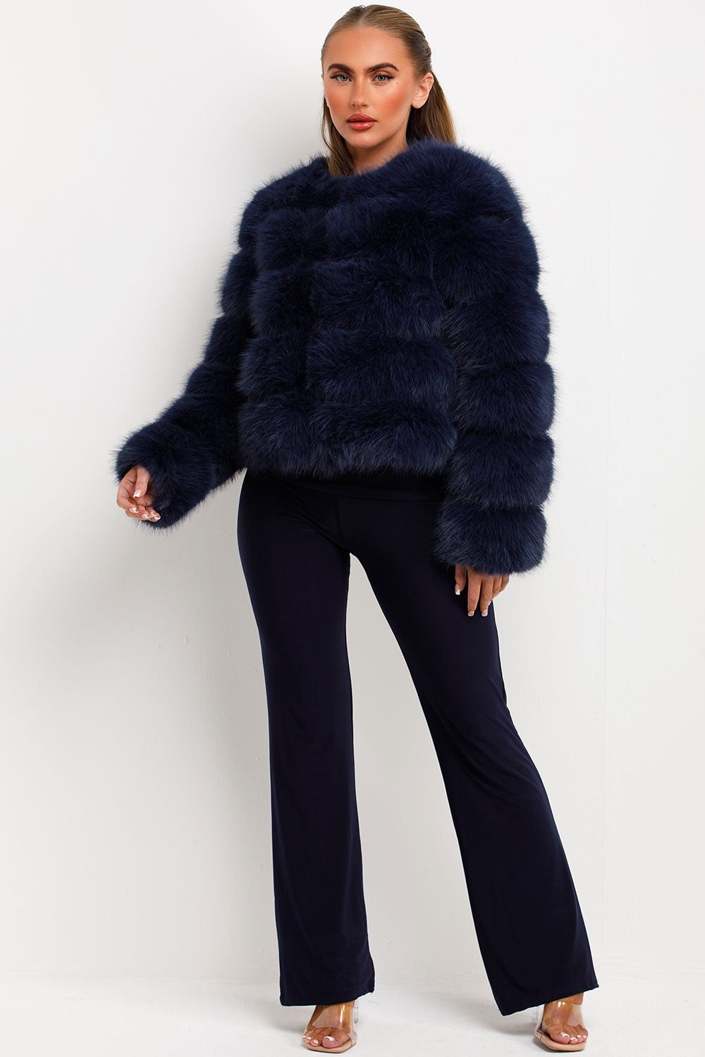 Faux Fur Bubble Coat Navy