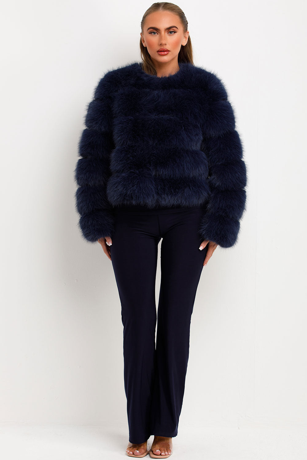 Faux Fur Bubble Coat Navy