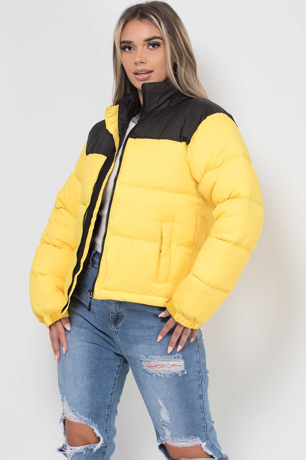 Puffer Jacket Yellow Colour Block