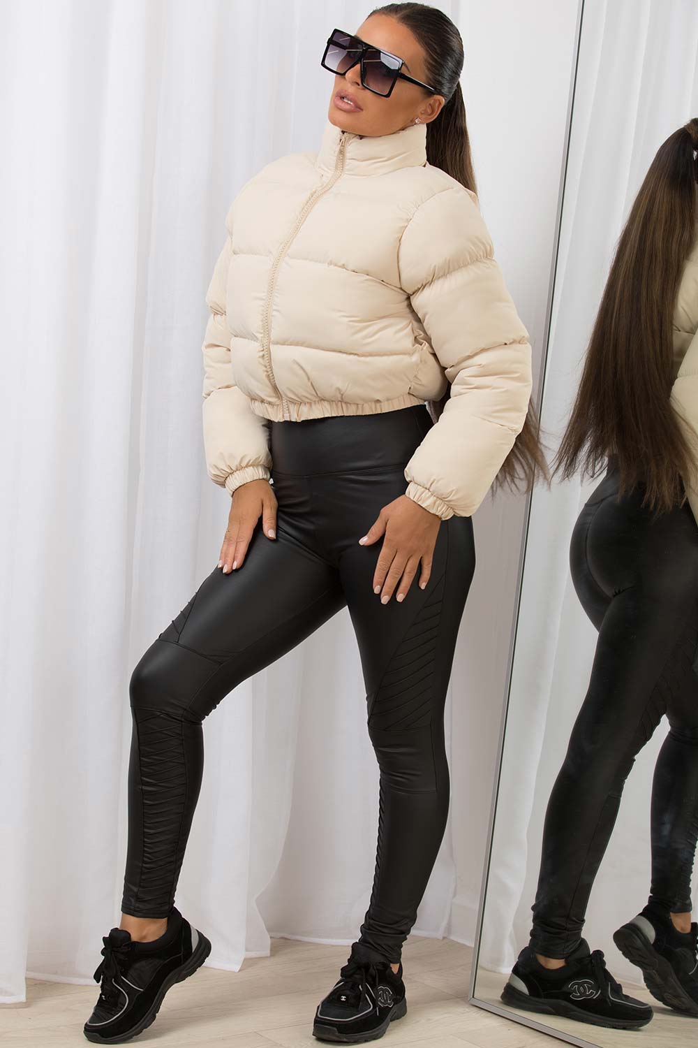 Off White Crop Puffer Jacket