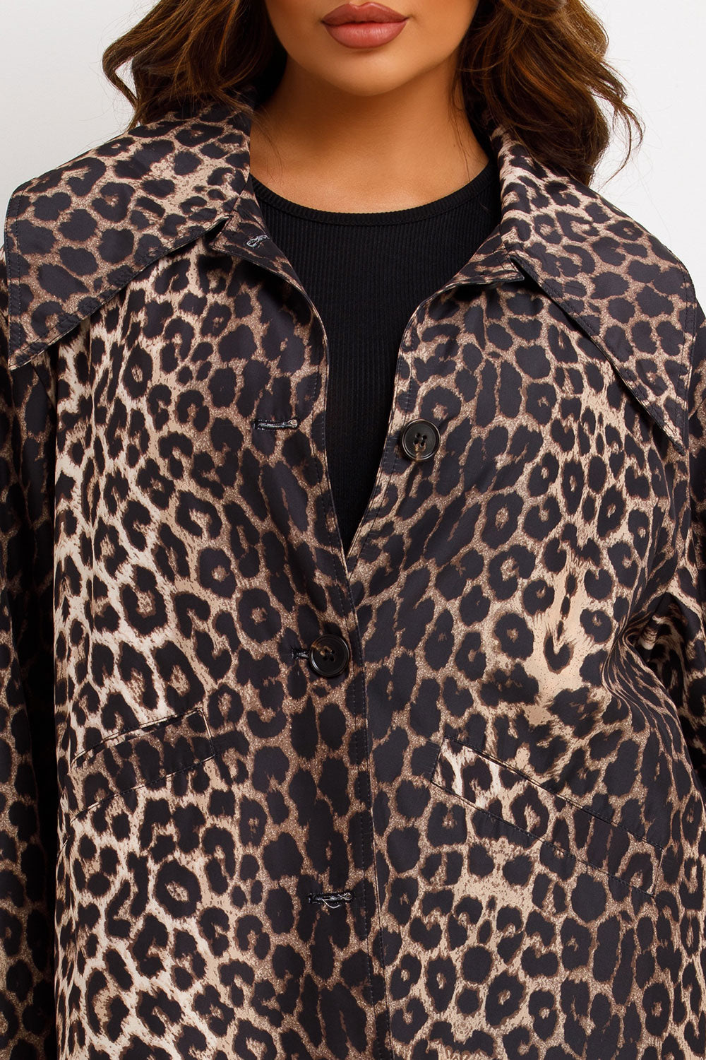 Oversized Leopard Print Woven Coat