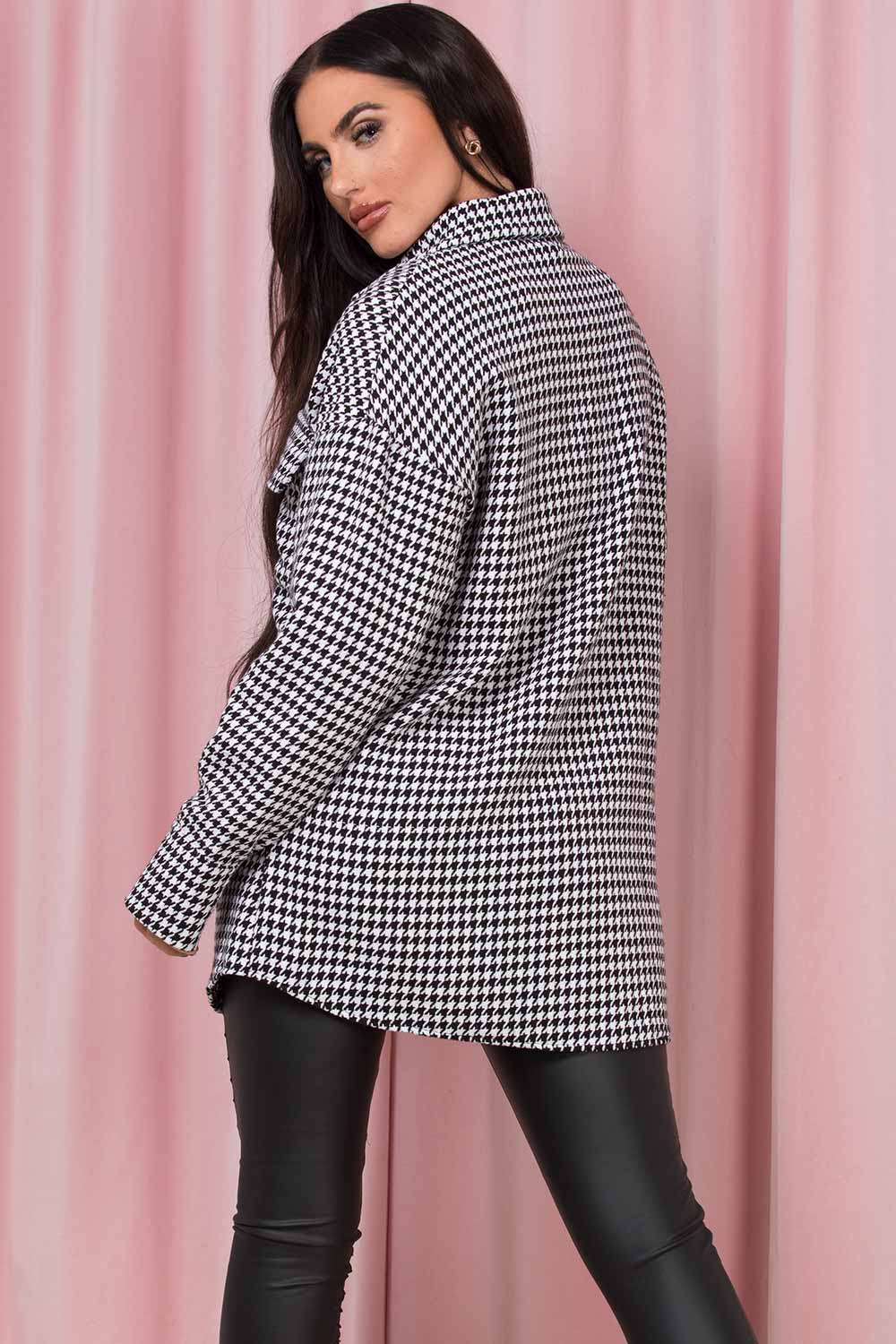 Dogtooth Shacket Oversized Jacket Black And White