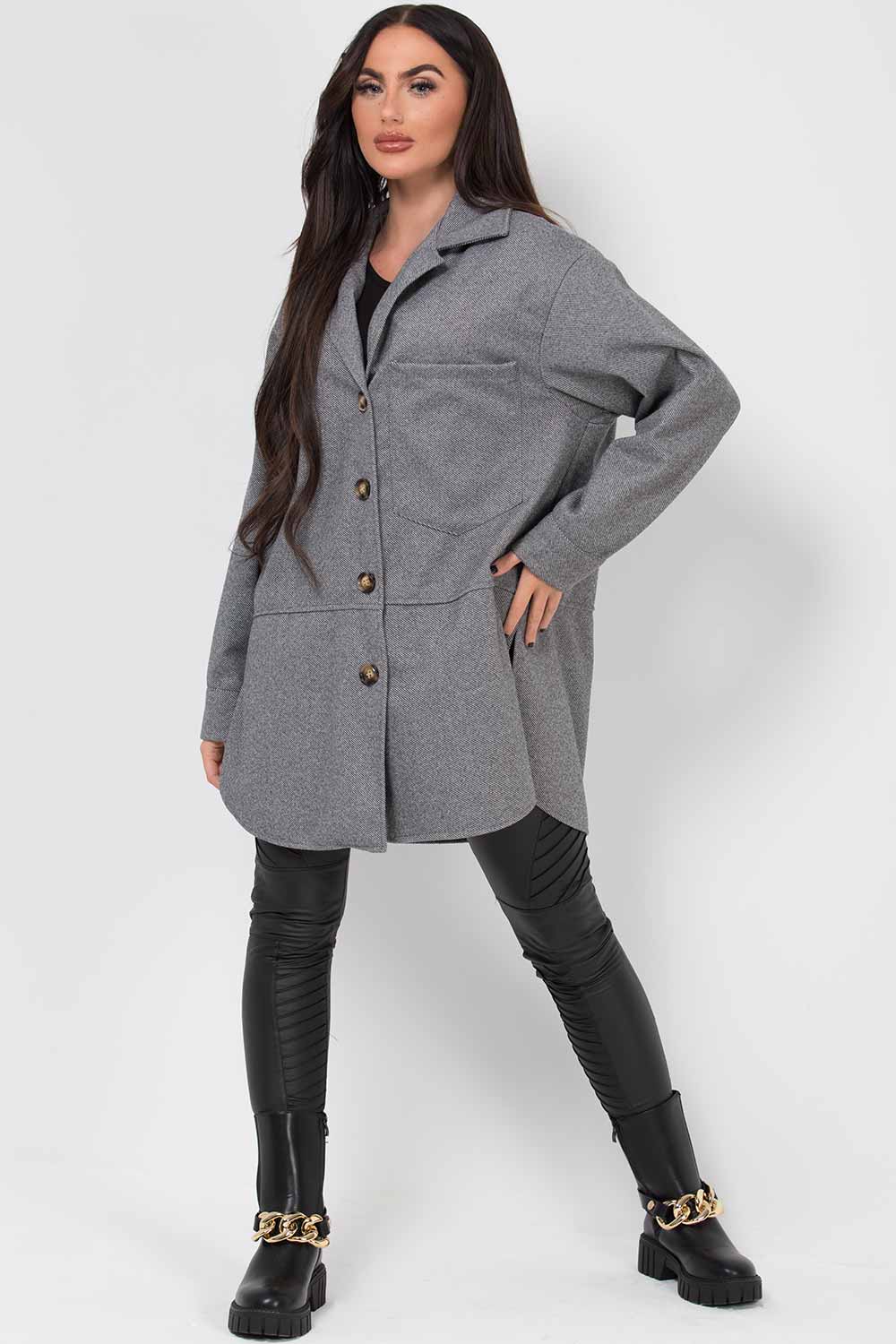 Oversized Grey Shacket Jacket