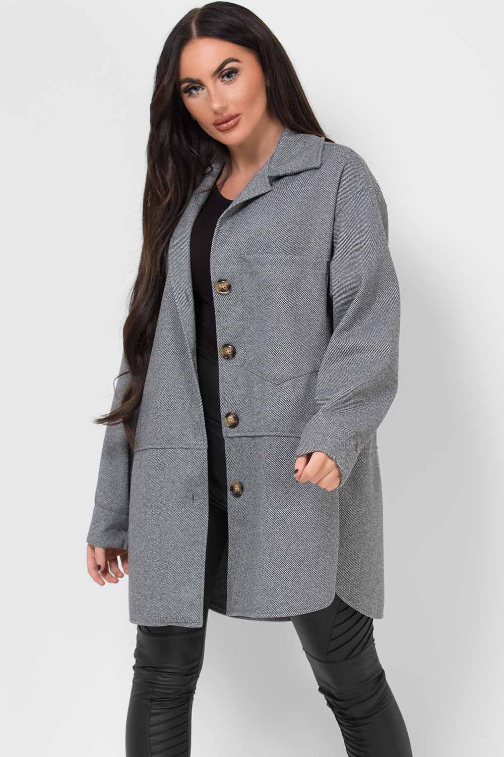 Oversized Grey Shacket Jacket