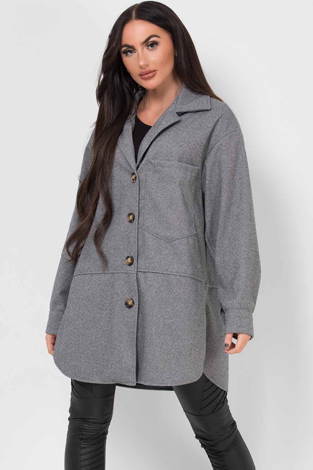 Oversized Grey Shacket Jacket