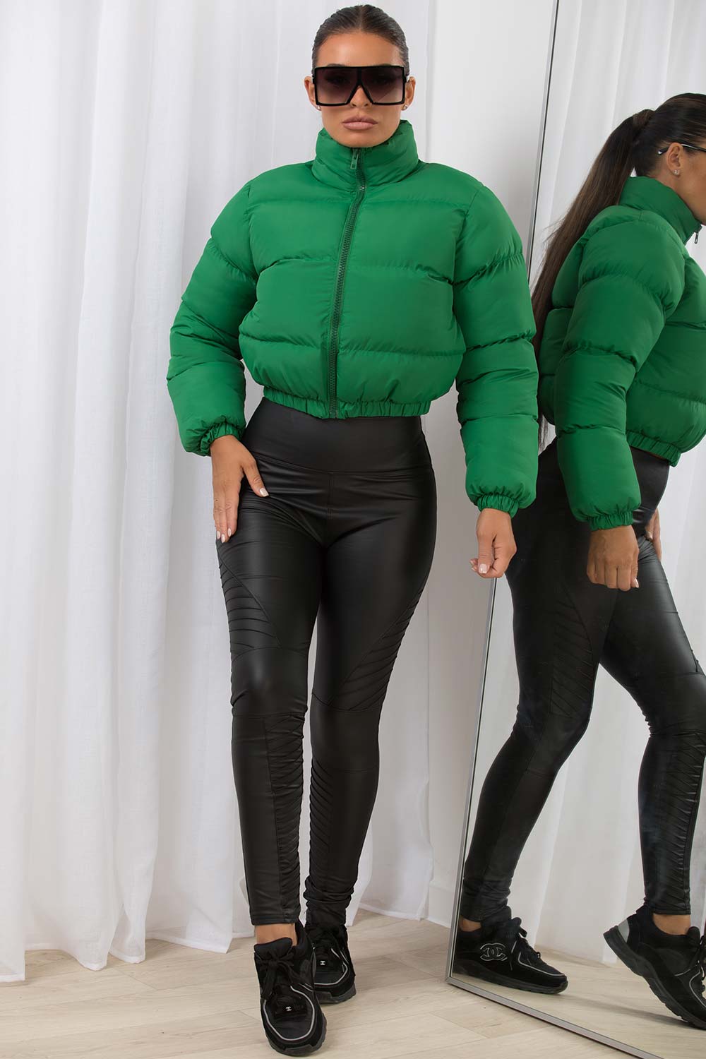 Crop Puffer Jacket Green