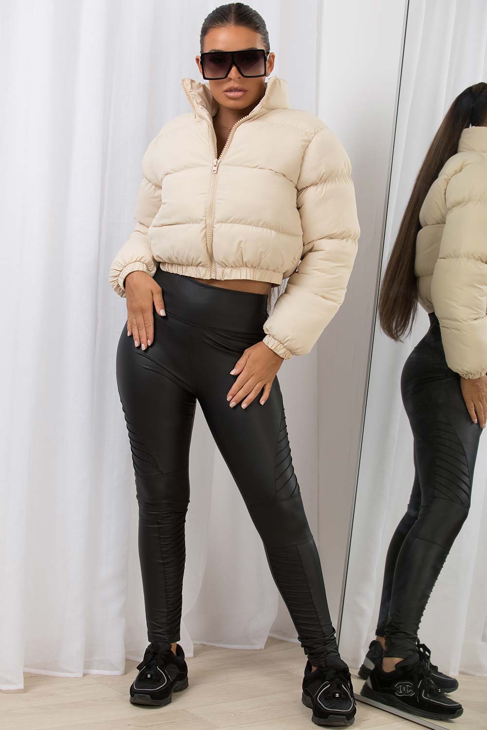 Off White Crop Puffer Jacket