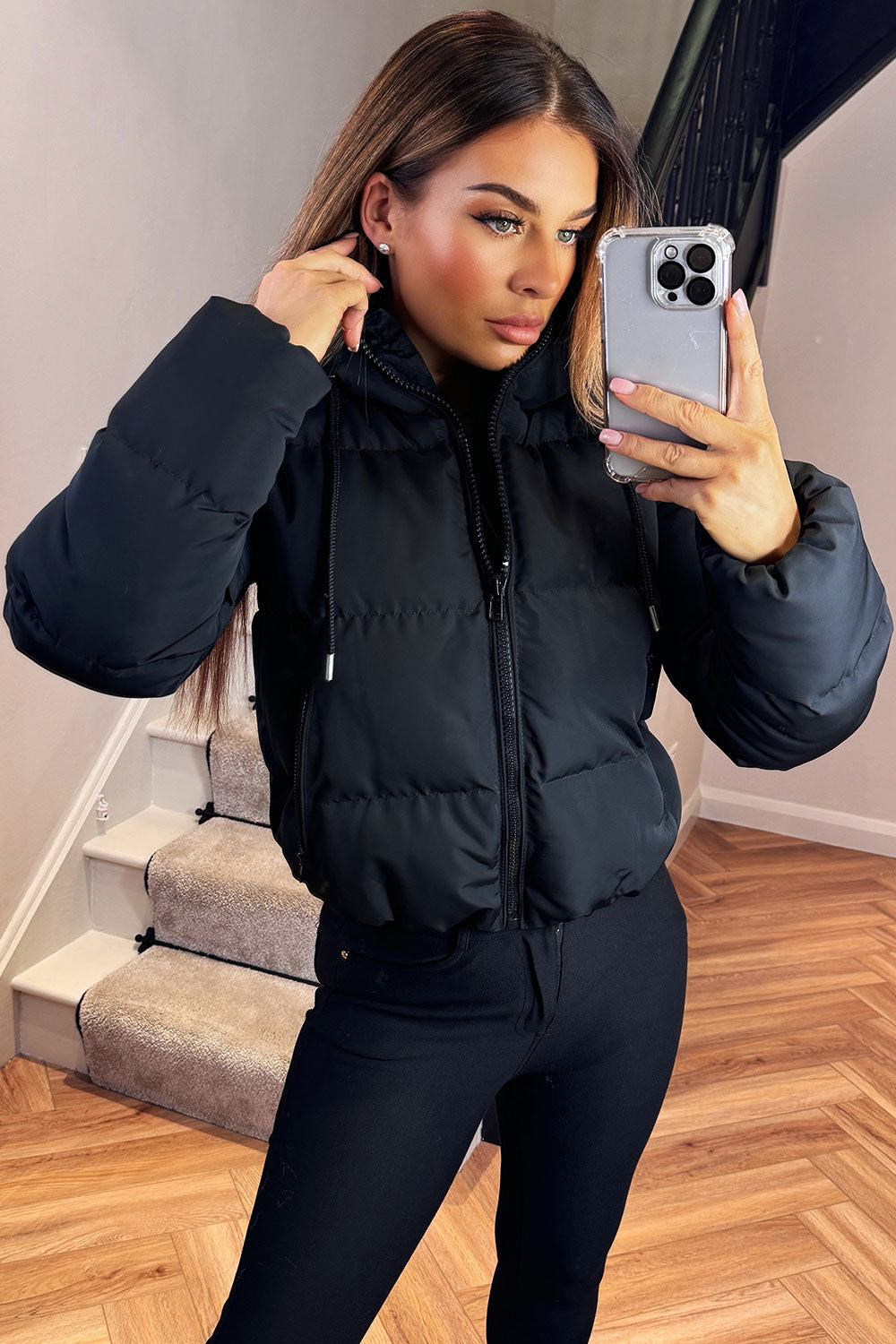 Hooded Puffer Jacket Black