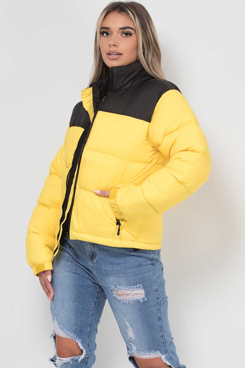 Puffer Jacket Yellow Colour Block