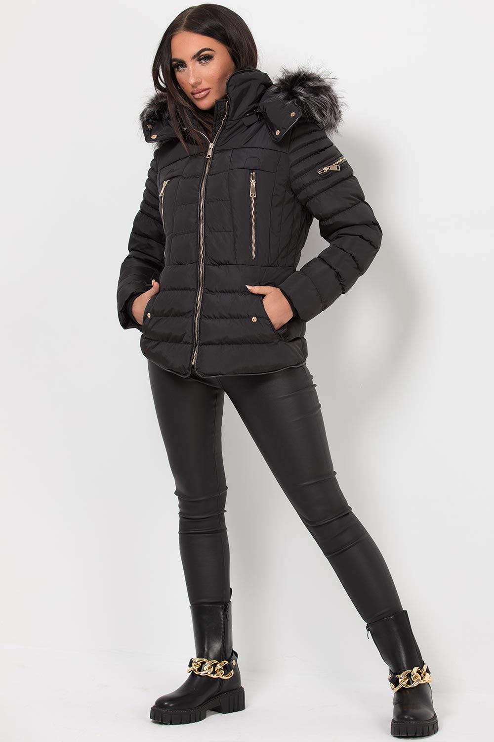 Hooded Puffer Jacket Black