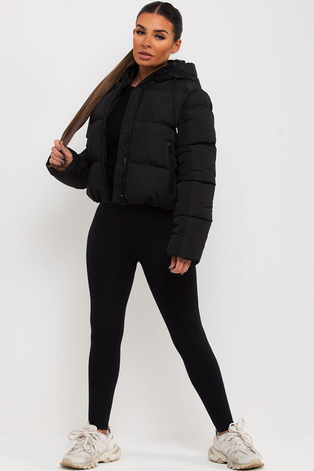 Hooded Puffer Jacket Black