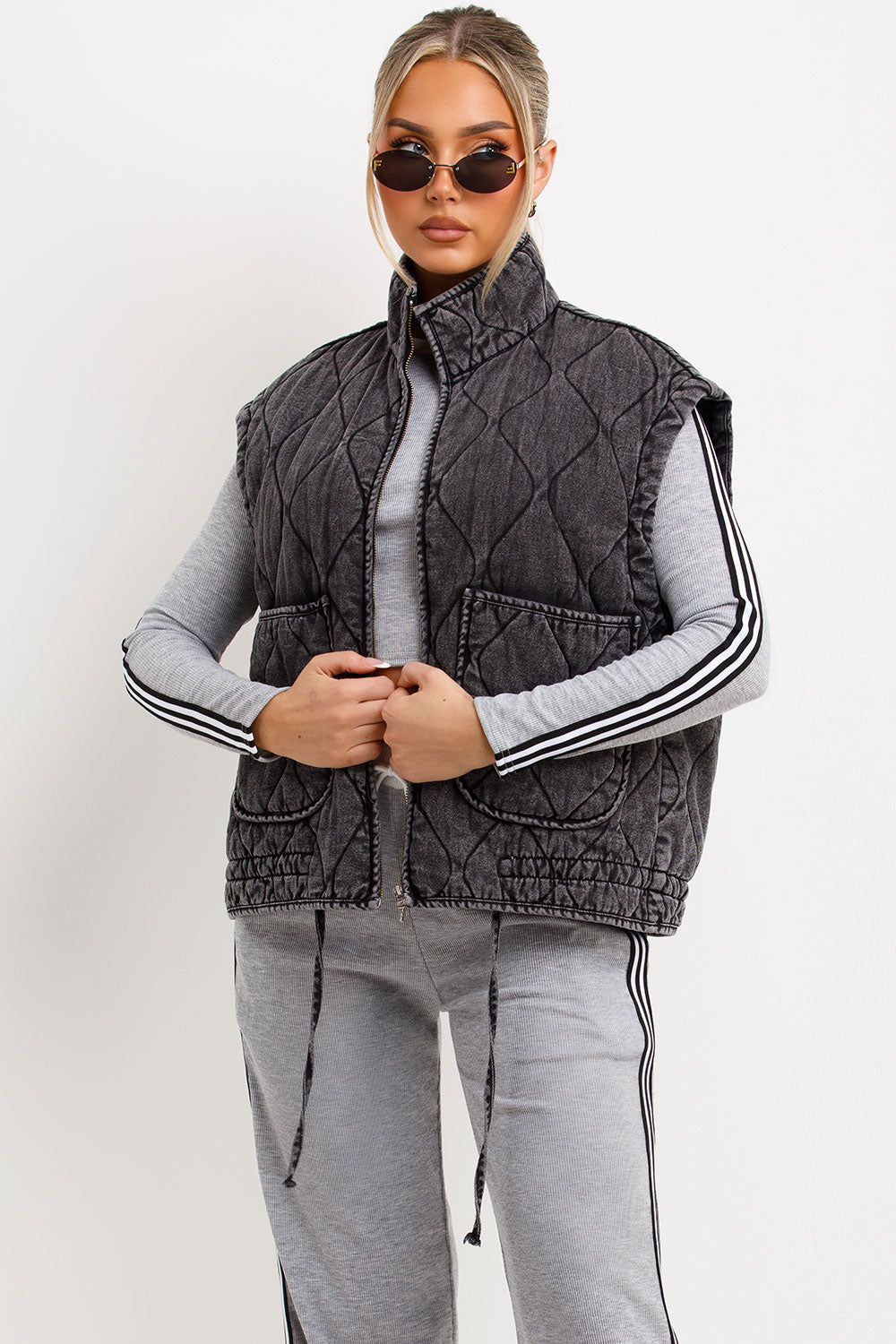 Padded Quilted Gilet With Adjustable Drawstring Hem