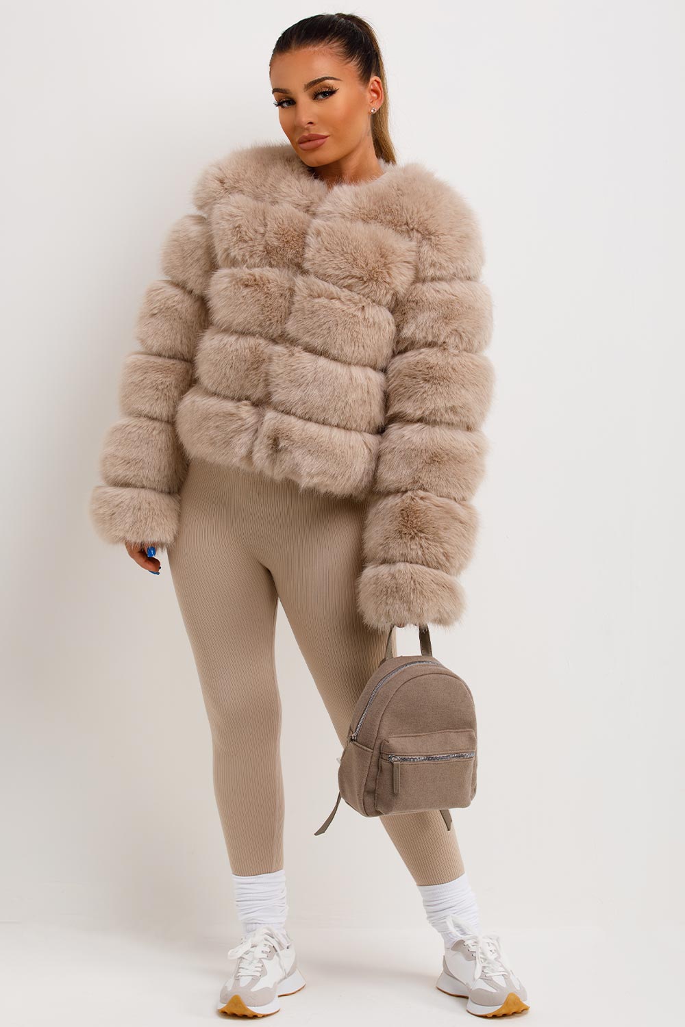 Beige Faux Fur Bubble Coat