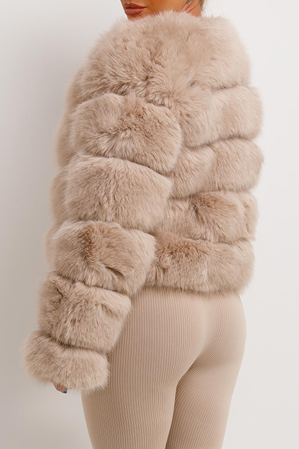 Beige Faux Fur Bubble Coat