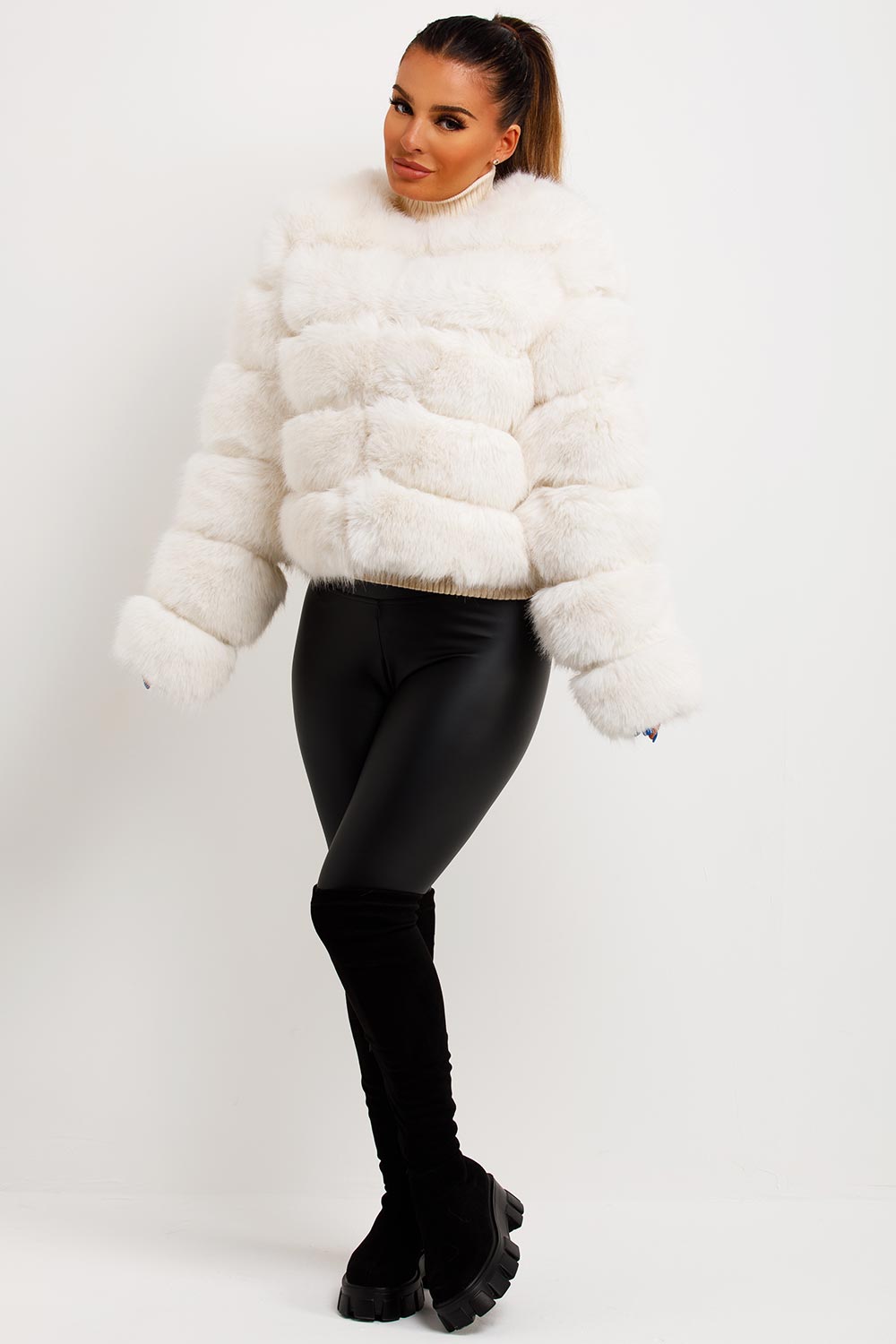 White Faux Fur Bubble Coat