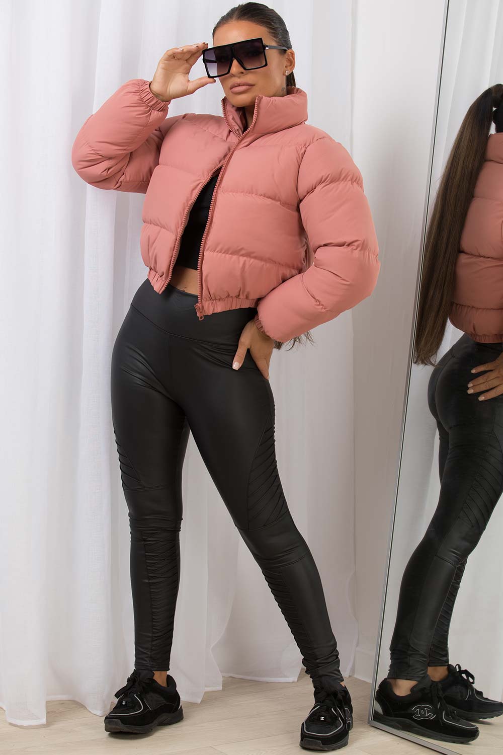 Crop Puffer Jacket Pink