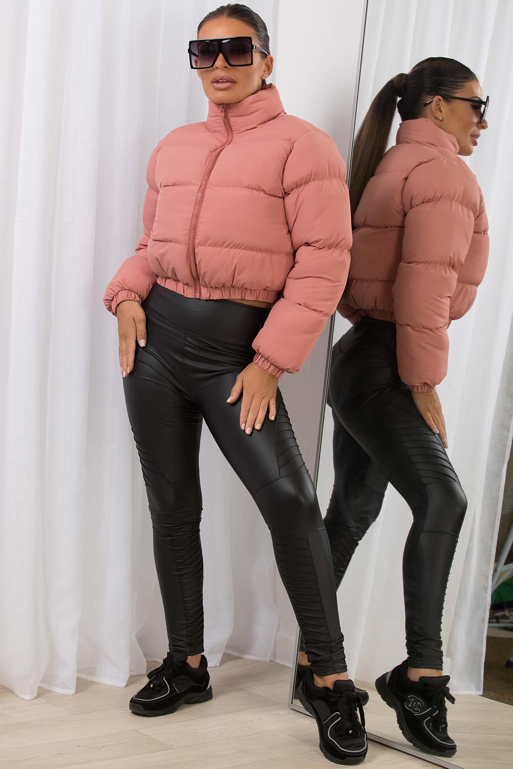 Crop Puffer Jacket Pink