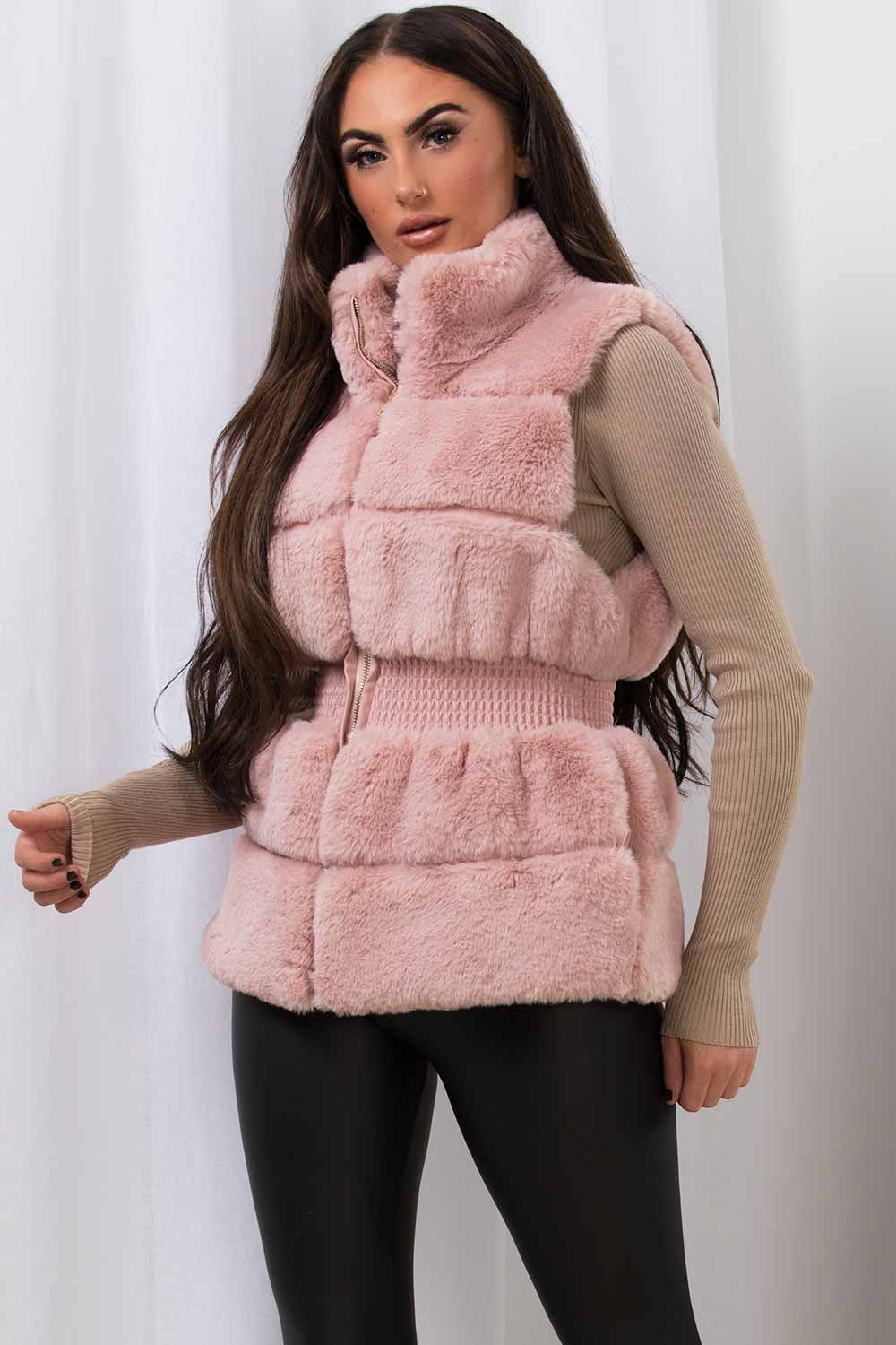 Faux Fur Gilet Pink