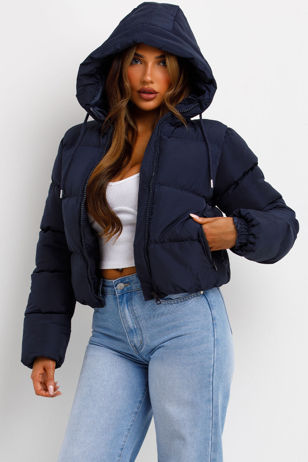 Navy Hooded Puffer Jacket