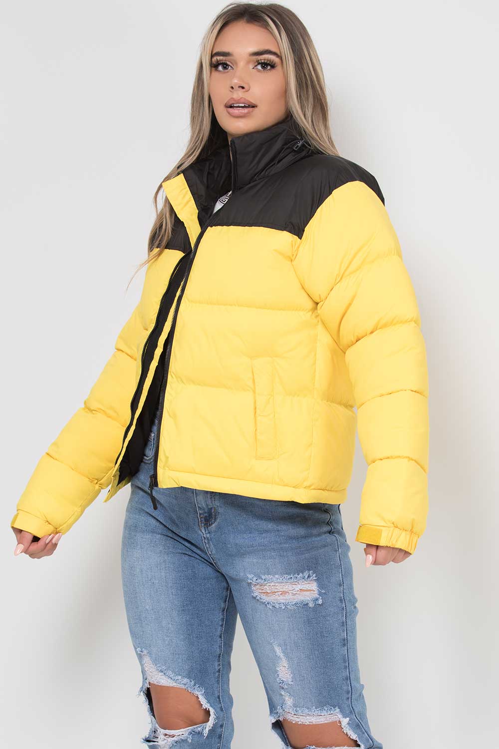 Puffer Jacket Yellow Colour Block