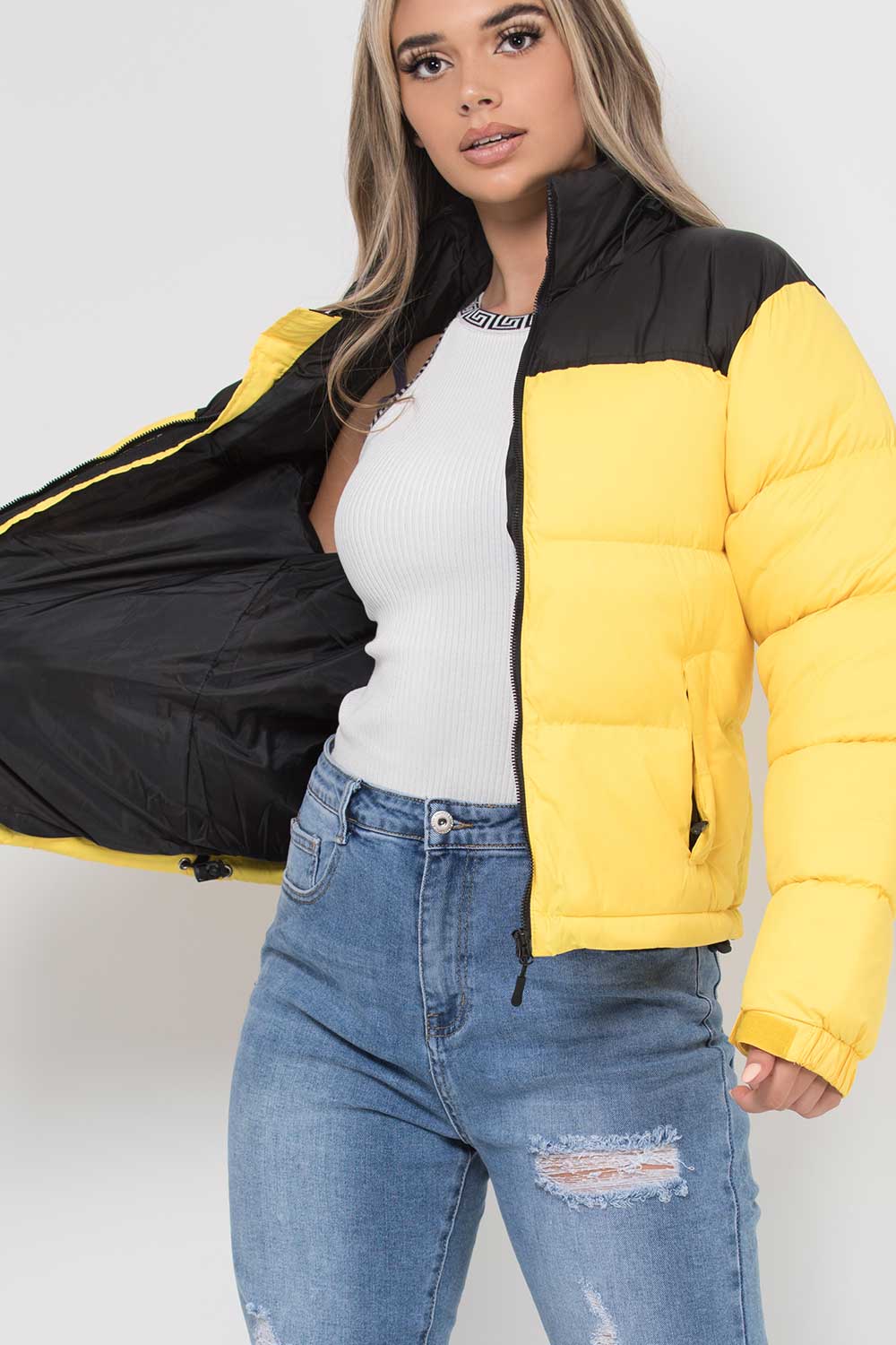 Puffer Jacket Yellow Colour Block