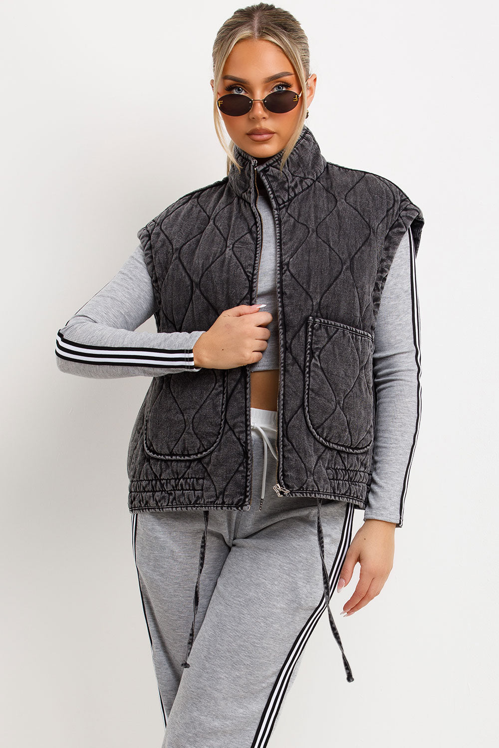 Padded Quilted Gilet With Adjustable Drawstring Hem