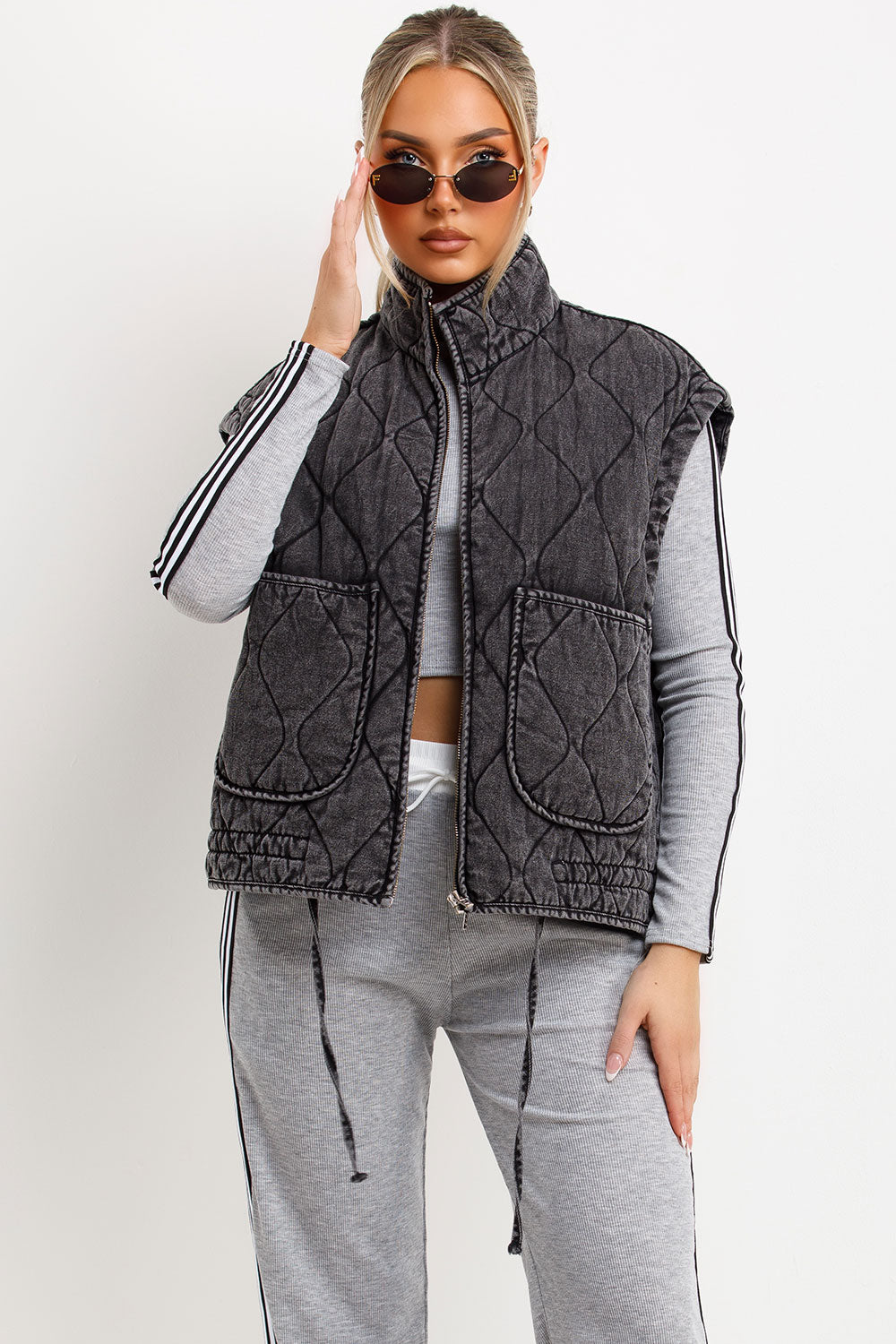 Padded Quilted Gilet With Adjustable Drawstring Hem