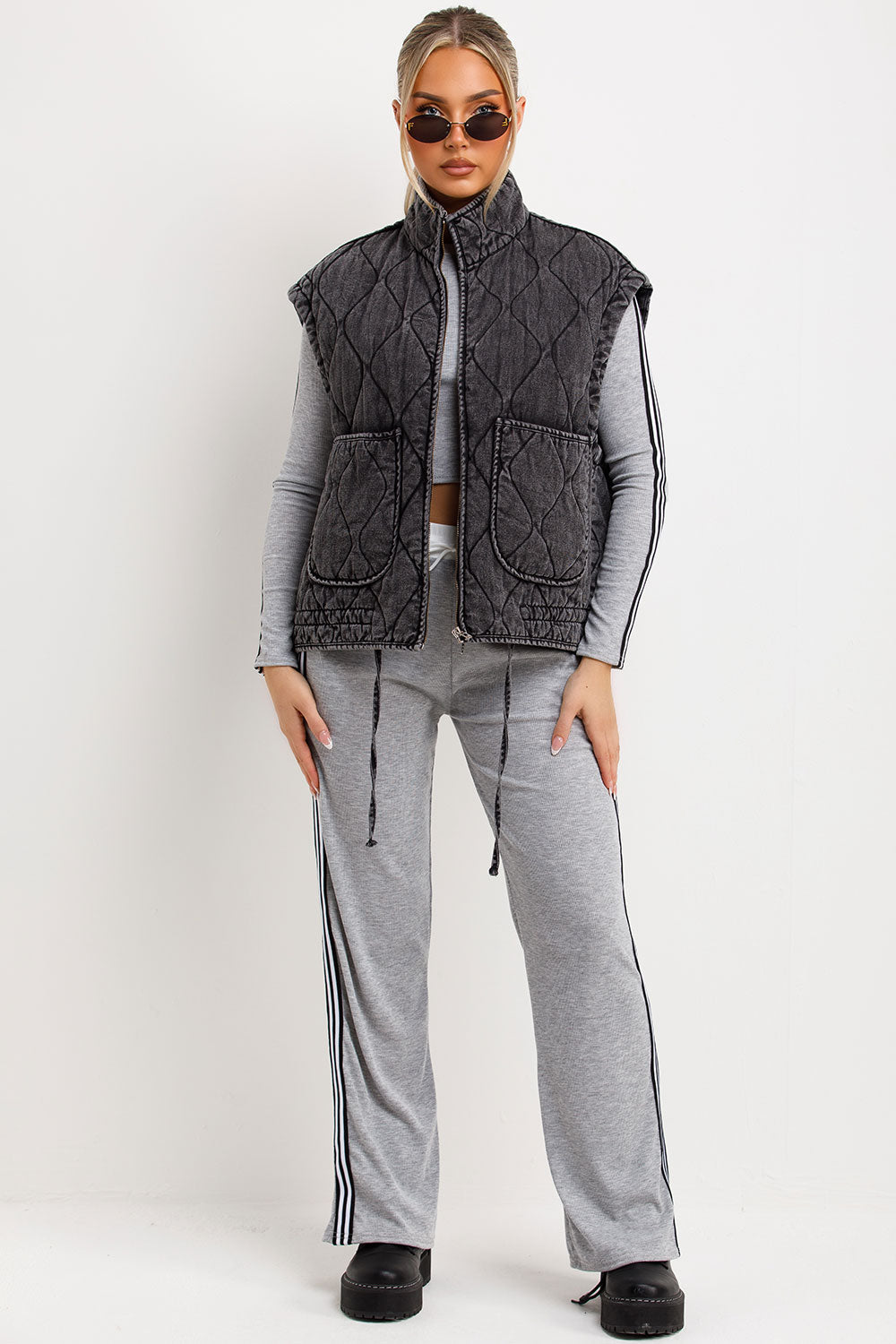 Padded Quilted Gilet With Adjustable Drawstring Hem