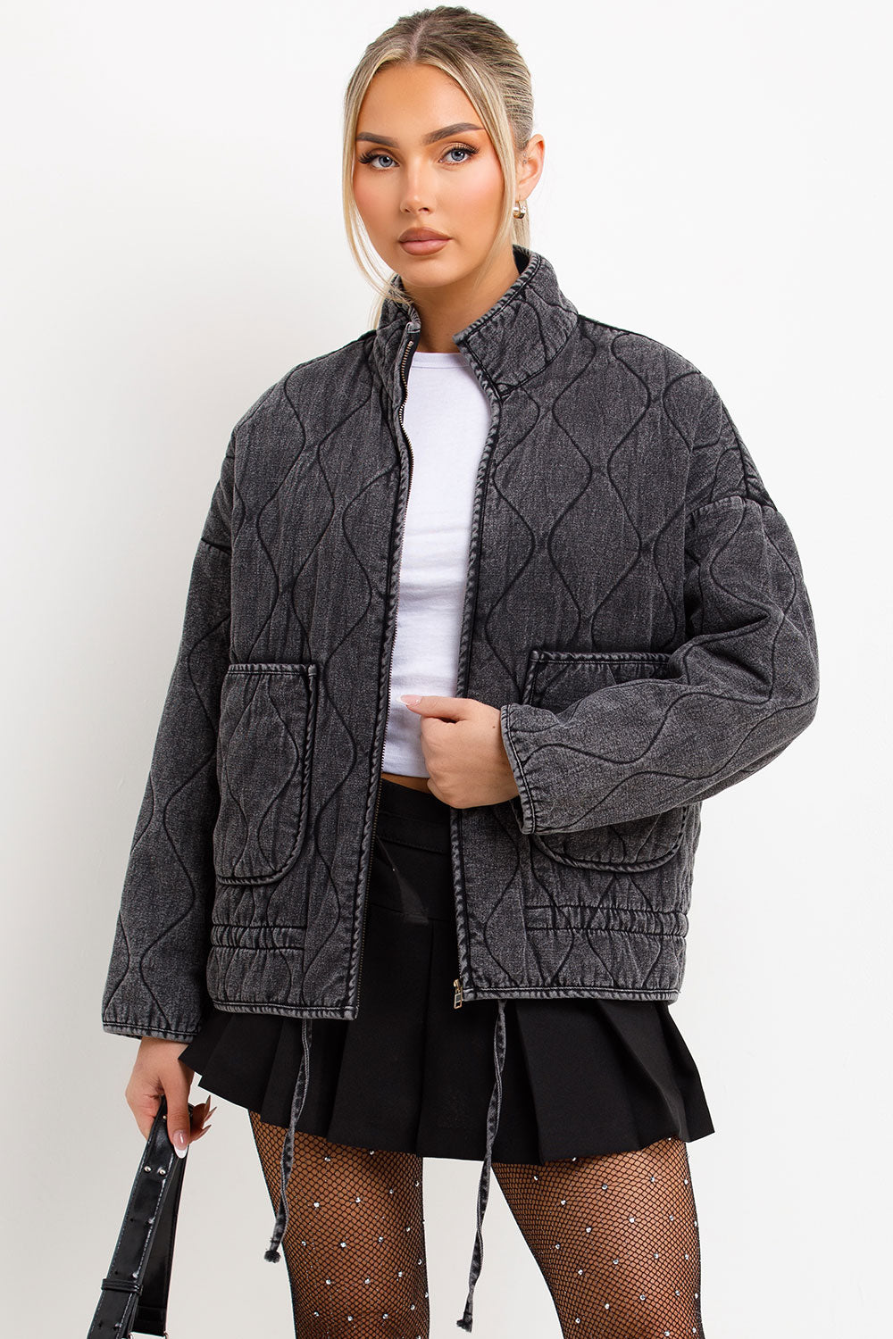 Padded Quilted Jacket With Adjustable Drawstring Hem