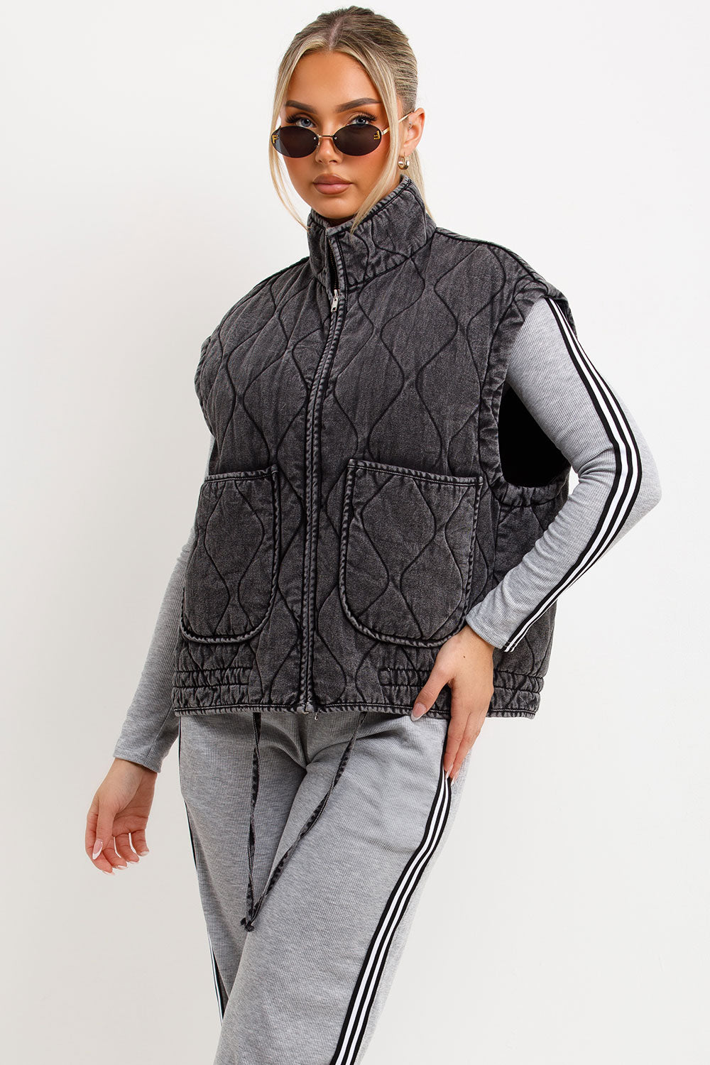 Padded Quilted Gilet With Adjustable Drawstring Hem