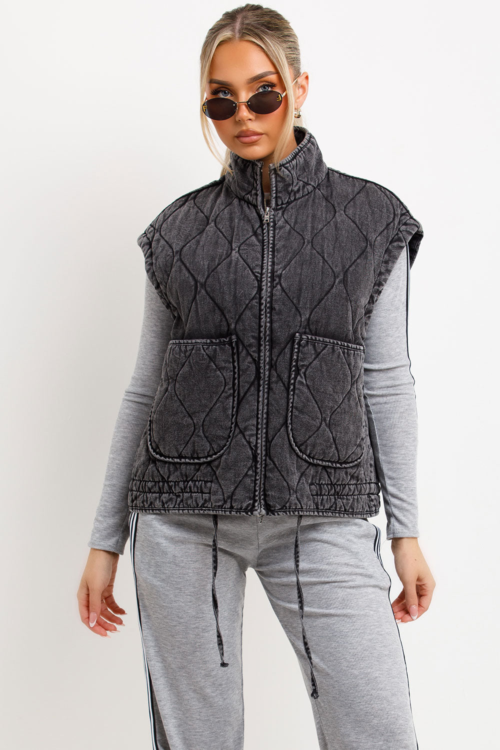 Padded Quilted Gilet With Adjustable Drawstring Hem