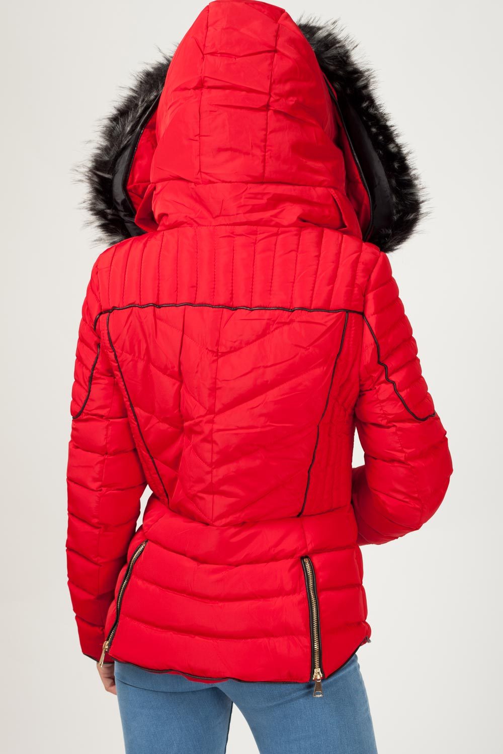 Fur Hooded Quilted Puffer Coat