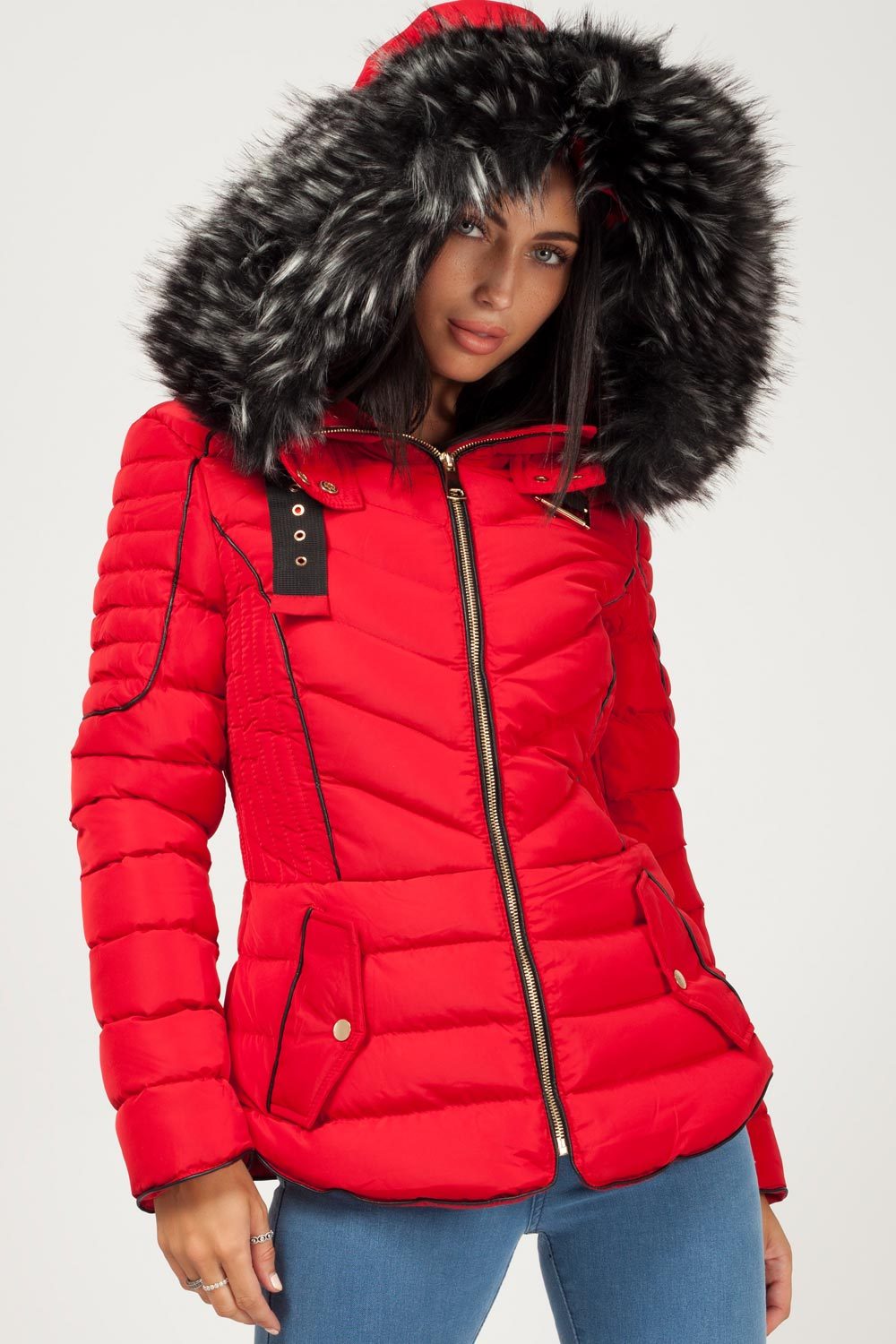 Fur Hooded Quilted Puffer Coat