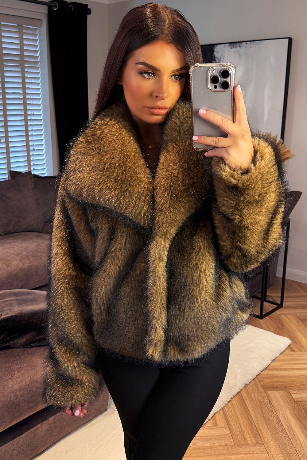 Brown Faux Fur Short Jacket