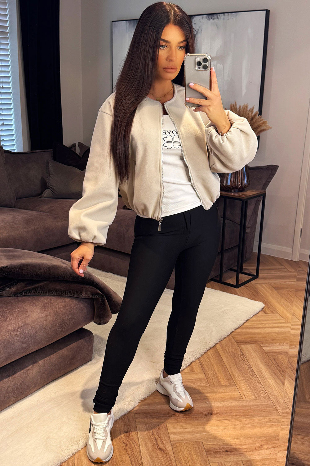 Soft Bomber Jacket Beige