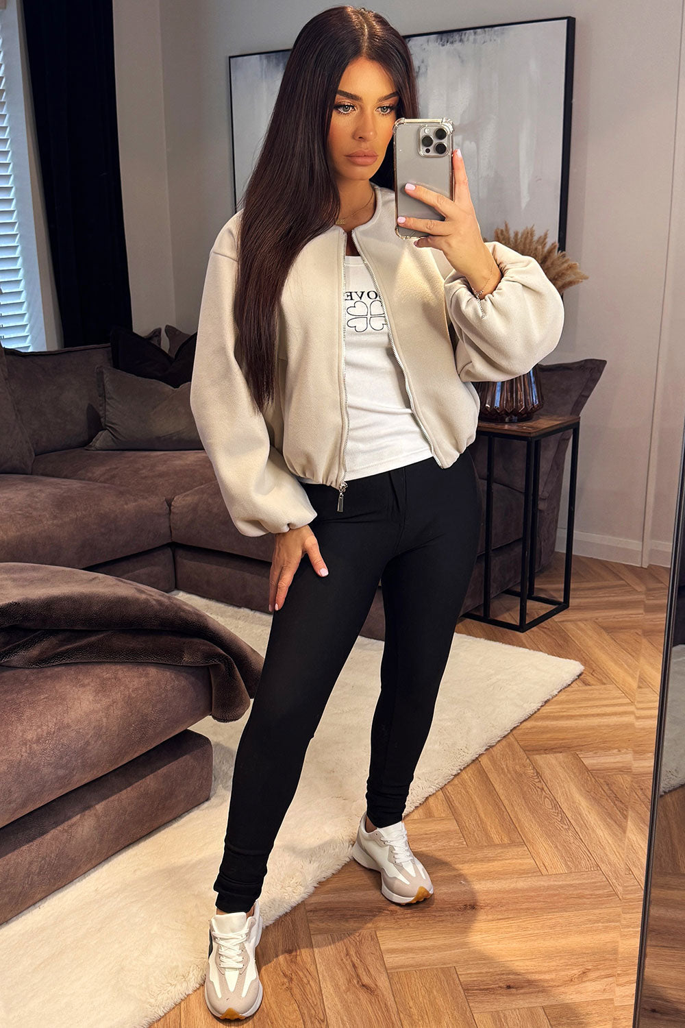 Soft Bomber Jacket Beige