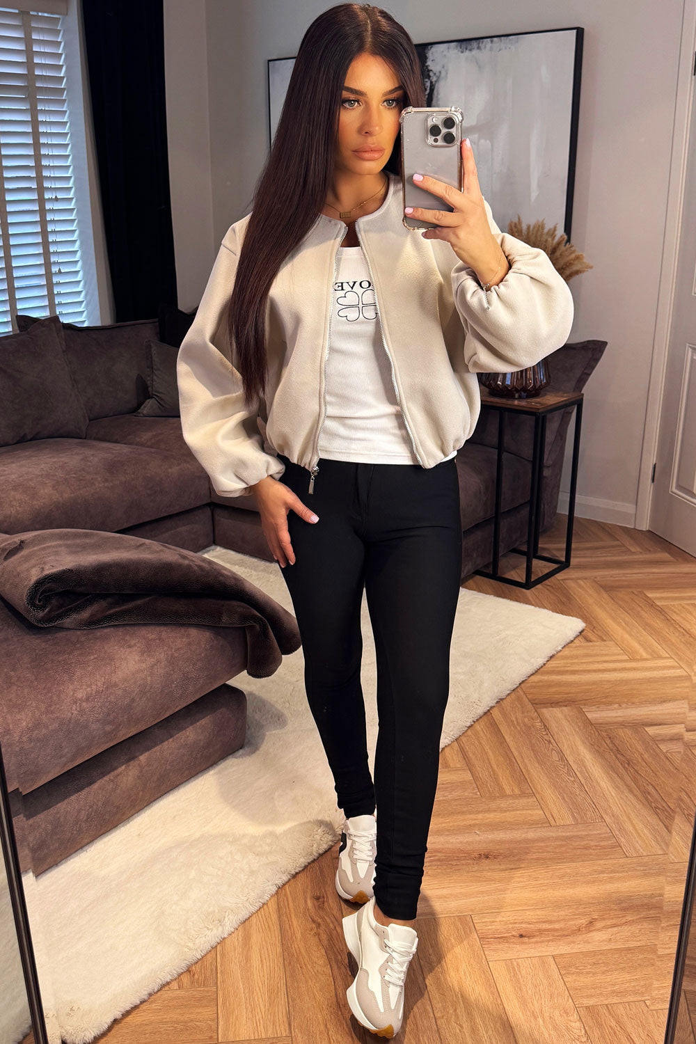 Soft Bomber Jacket Beige