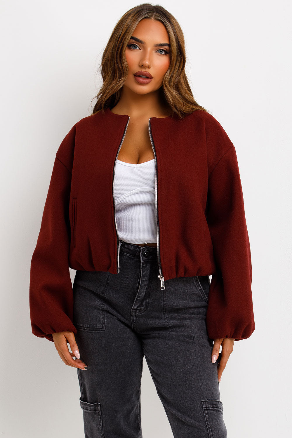 Soft Bomber Jacket Wine