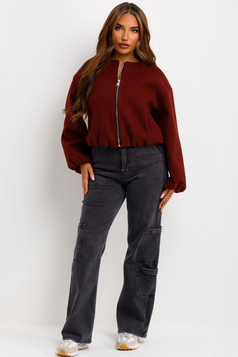 Soft Bomber Jacket Wine