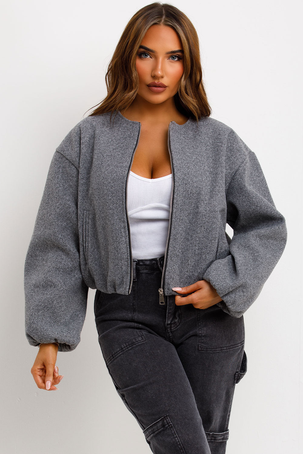 Soft Bomber Jacket Grey